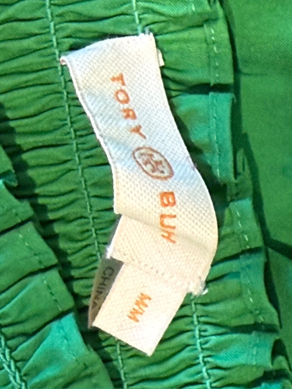 Tory Burch Smocked Tiered Cotton Blend Resort Green Cover-Up Dress M